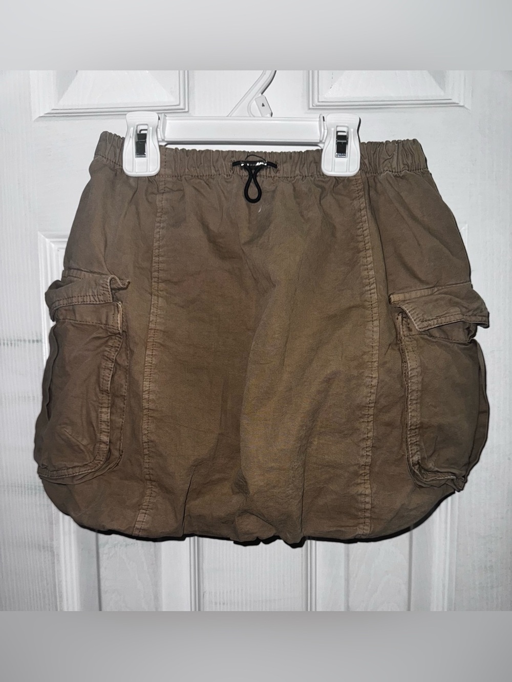 ZARA Girls Brown Cargo Skirt Size 11-12 Utility Pockets Elastic Waist